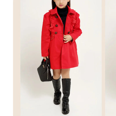 Girls' Lace Trim Trench Coat – Fashionable Spring/Autumn Outerwear | LIGHT KIDS LIFE