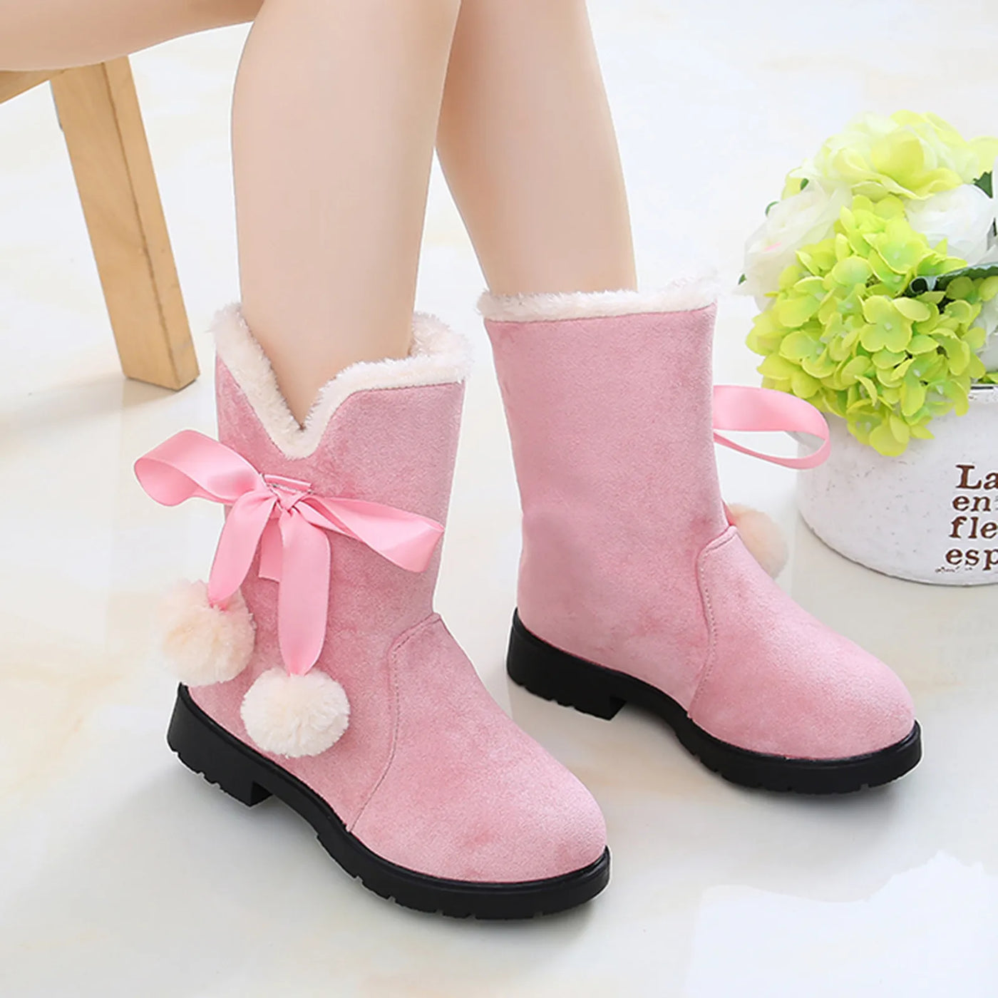 Princess Bowknot Winter Boots for Girls – Stylish & Warm Ankle Boots | LIGHT KIDS LIFE