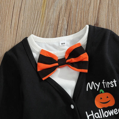 My first Halloween baby outfit .Pumpkin print long sleeve onesie and striped pants set-Light kids life | LIGHT KIDS LIFE