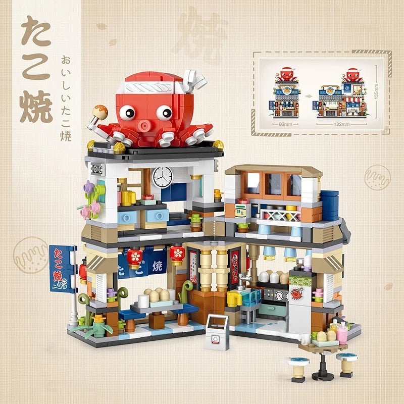 Street View Mini Shops Building Set – Izakaya, Coffee, and Tea House Models | LIGHT KIDS LIFE