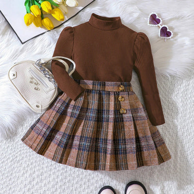 Toddler Girls' Knit Top & Plaid Skirt Set – 2-Piece Fall/Winter Outfit | LIGHT KIDS LIFE