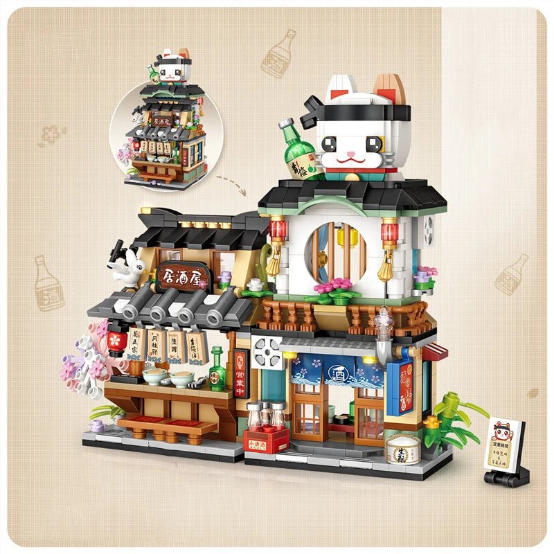 Street View Mini Shops Building Set – Izakaya, Coffee, and Tea House Models | LIGHT KIDS LIFE