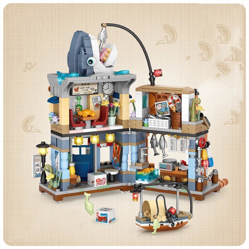 Street View Mini Shops Building Set – Izakaya, Coffee, and Tea House Models | LIGHT KIDS LIFE