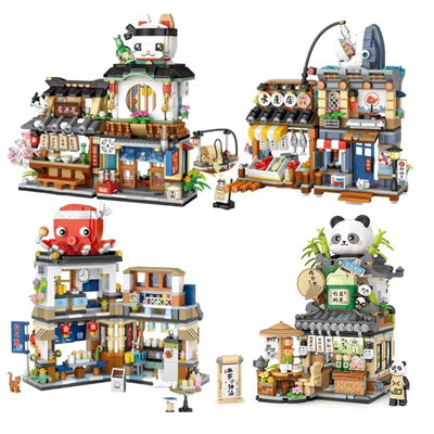 Street View Mini Shops Building Set – Izakaya, Coffee, and Tea House Models | LIGHT KIDS LIFE