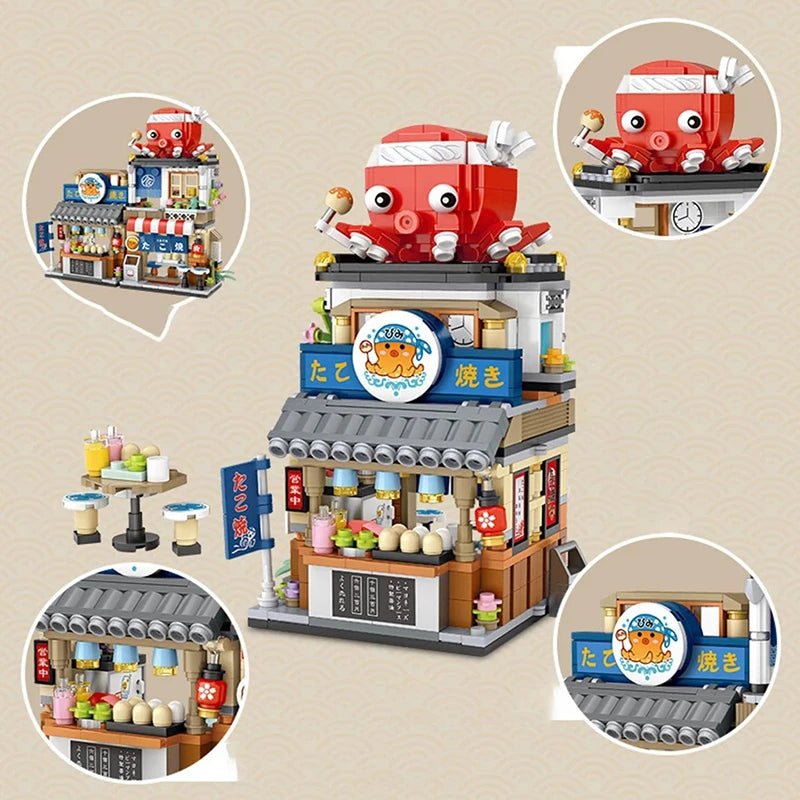 Street View Mini Shops Building Set – Izakaya, Coffee, and Tea House Models | LIGHT KIDS LIFE