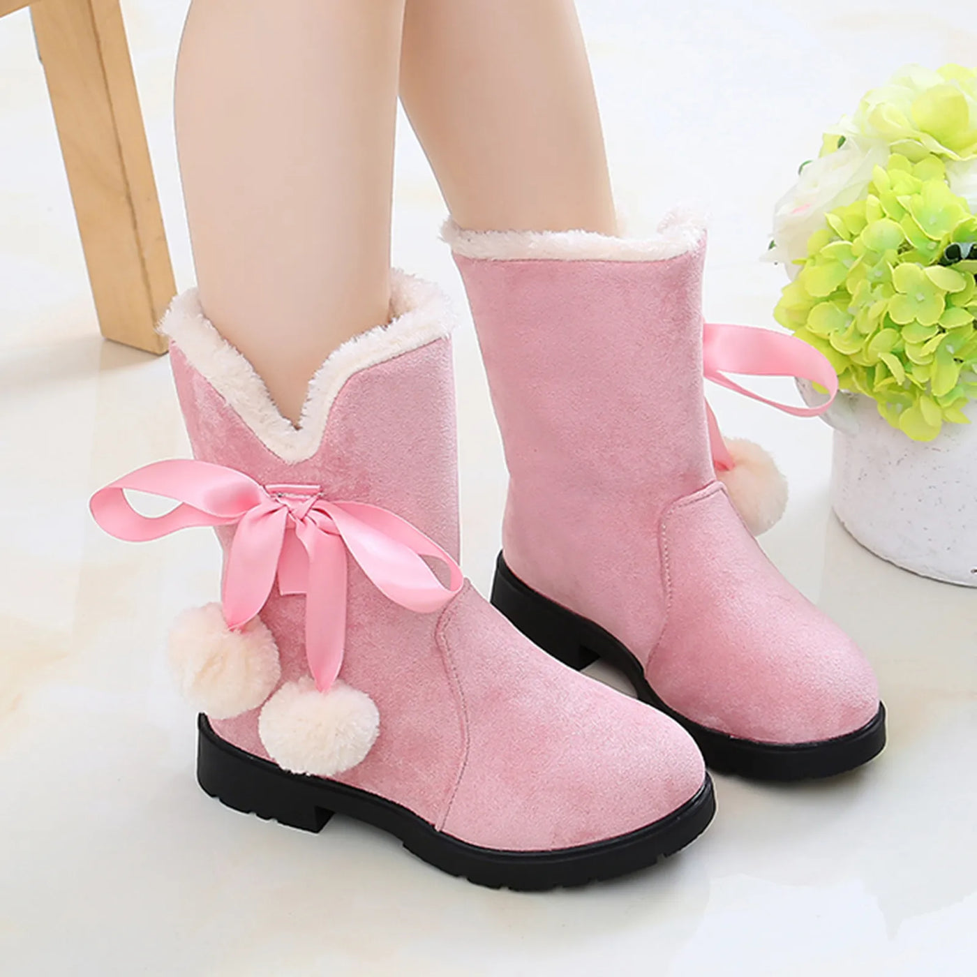 Princess Bowknot Winter Boots for Girls – Stylish & Warm Ankle Boots | LIGHT KIDS LIFE