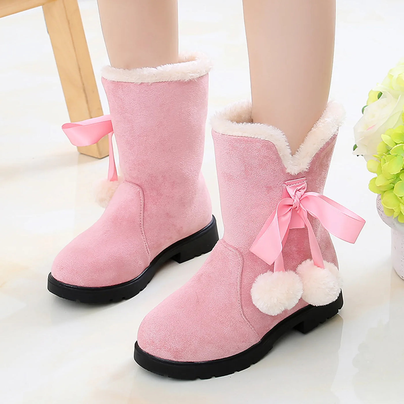 Princess Bowknot Winter Boots for Girls – Stylish & Warm Ankle Boots | LIGHT KIDS LIFE