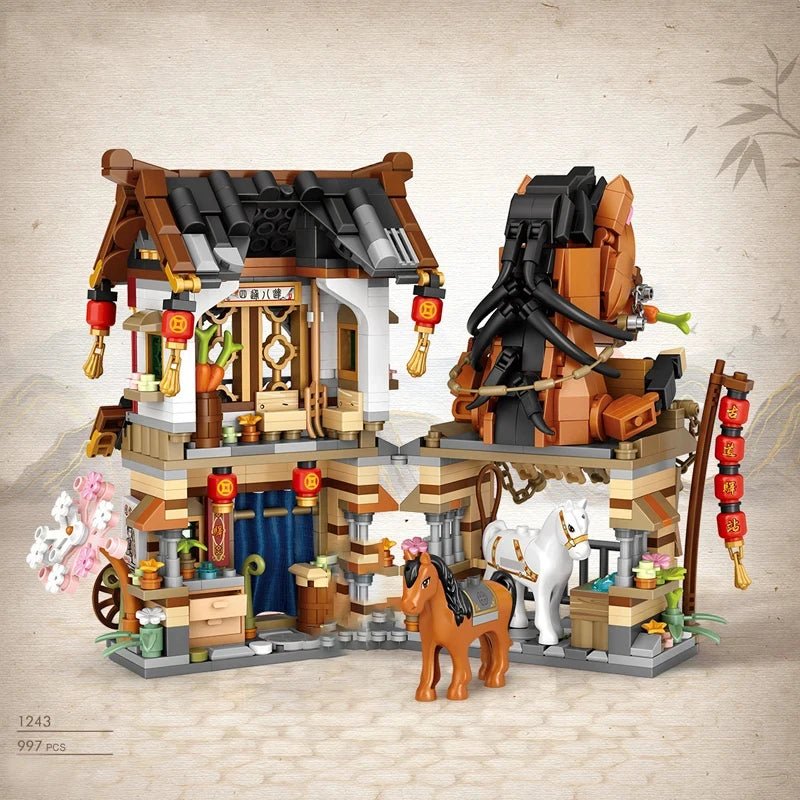 Street View Mini Shops Building Set – Izakaya, Coffee, and Tea House Models | LIGHT KIDS LIFE