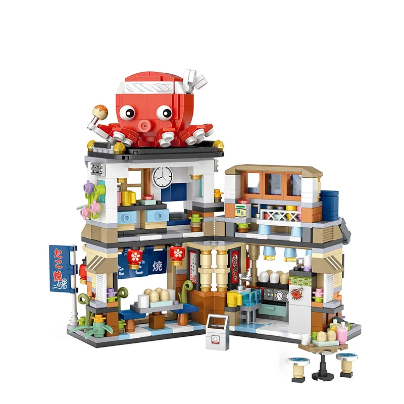 Street View Mini Shops Building Set – Izakaya, Coffee, and Tea House Models | LIGHT KIDS LIFE