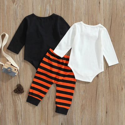 My first Halloween baby outfit .Pumpkin print long sleeve onesie and striped pants set-Light kids life | LIGHT KIDS LIFE