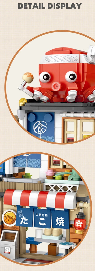 Street View Mini Shops Building Set – Izakaya, Coffee, and Tea House Models | LIGHT KIDS LIFE