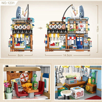 Street View Mini Shops Building Set – Izakaya, Coffee, and Tea House Models | LIGHT KIDS LIFE