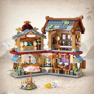 Street View Mini Shops Building Set – Izakaya, Coffee, and Tea House Models | LIGHT KIDS LIFE