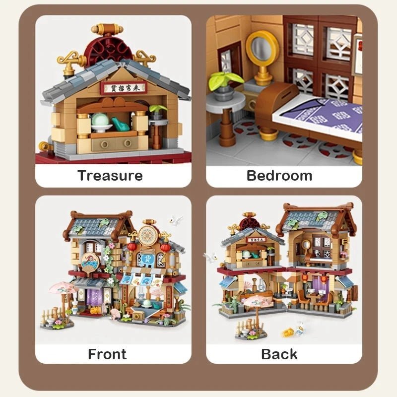 Street View Mini Shops Building Set – Izakaya, Coffee, and Tea House Models | LIGHT KIDS LIFE