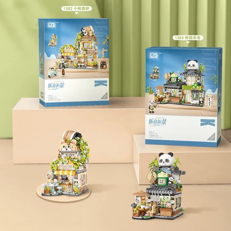 Street View Mini Shops Building Set – Izakaya, Coffee, and Tea House Models | LIGHT KIDS LIFE