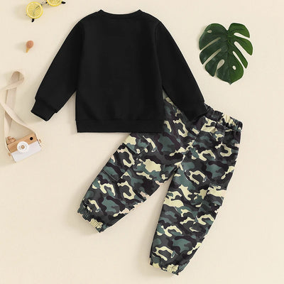 Toddler Boys 2-Piece Letter Print Top & Camouflage Cargo Pants Set – Light kids life | LIGHT KIDS LIFE