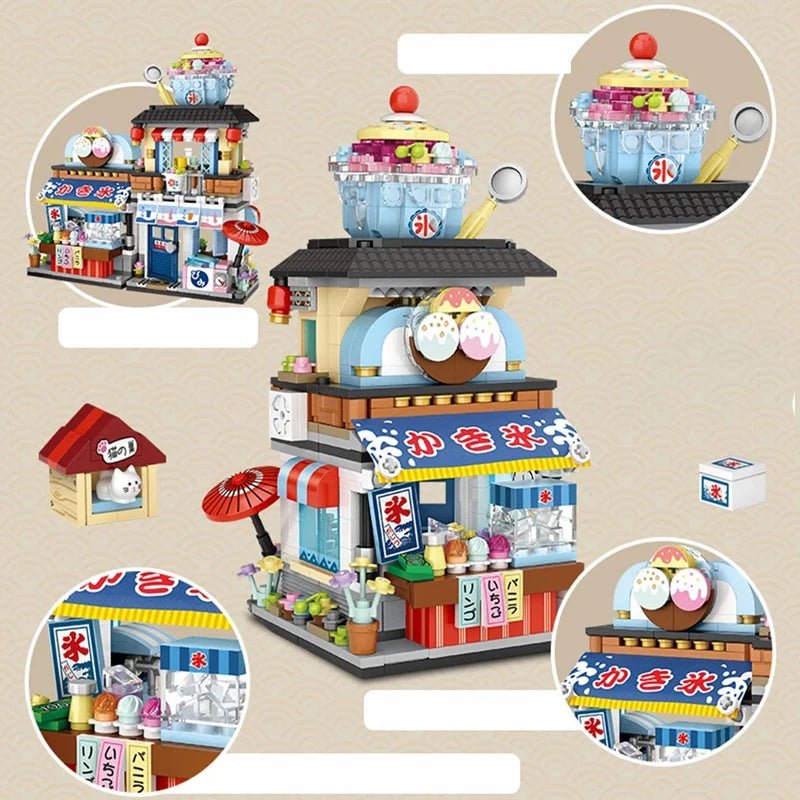 Street View Mini Shops Building Set – Izakaya, Coffee, and Tea House Models | LIGHT KIDS LIFE