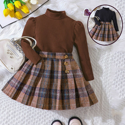 Toddler Girls' Knit Top & Plaid Skirt Set – 2-Piece Fall/Winter Outfit | LIGHT KIDS LIFE